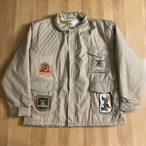 NRA Life Member Vintage Shooting Jacket Bomber Coat USA Made Size L Patch Khaki